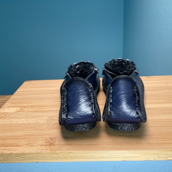 L'Artiste 'Dezi' Rosette Ballet Flats Navy Blue Rose Shoes Spring Step 38 7.5 8 - Picture 12 of 14